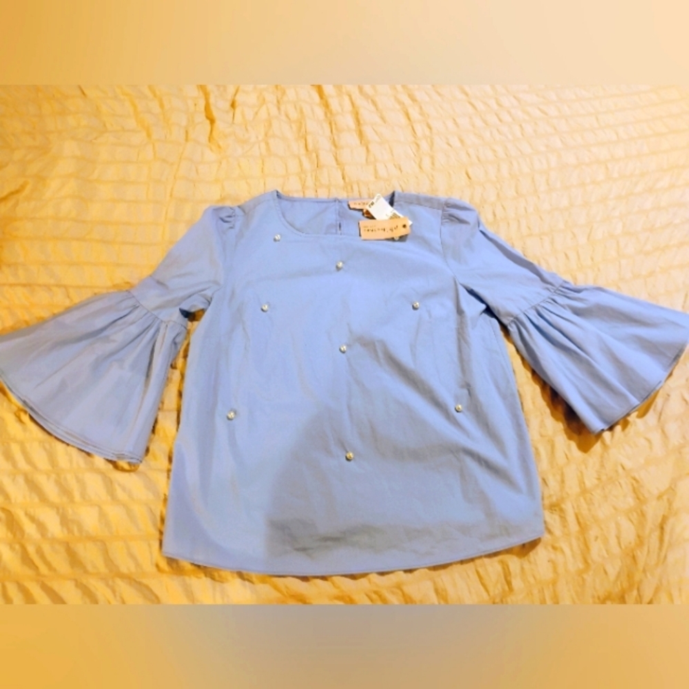 Philosophy bell sleeve blouse blue size small